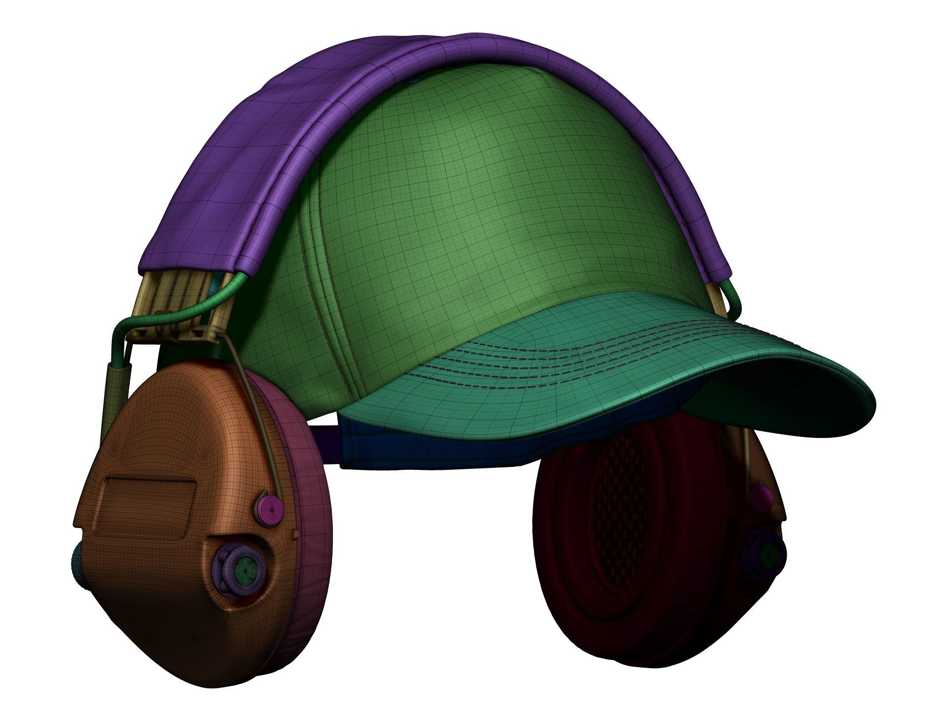 Baseball Cap and Active Headphone - High Poly 3D model_12