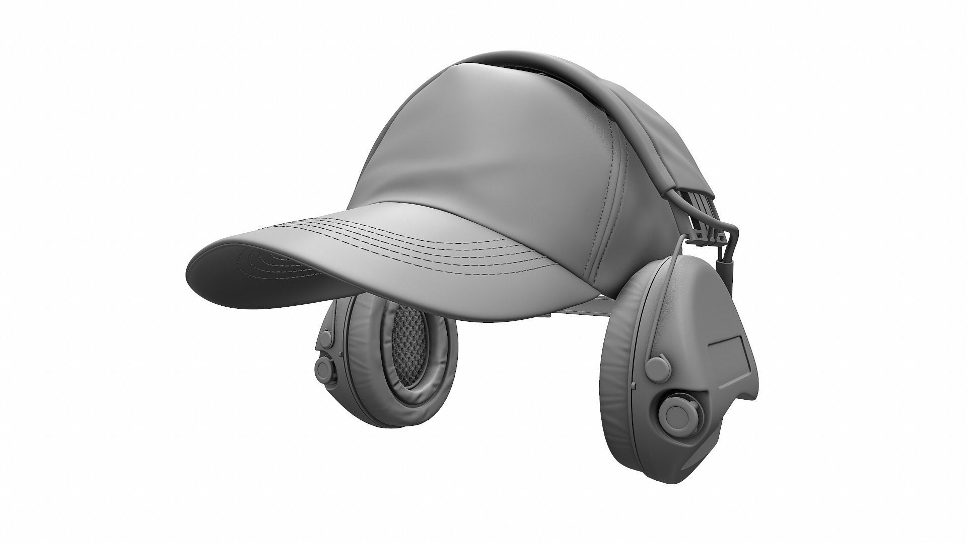 Baseball Cap and Active Headphone - High Poly 3D model_8