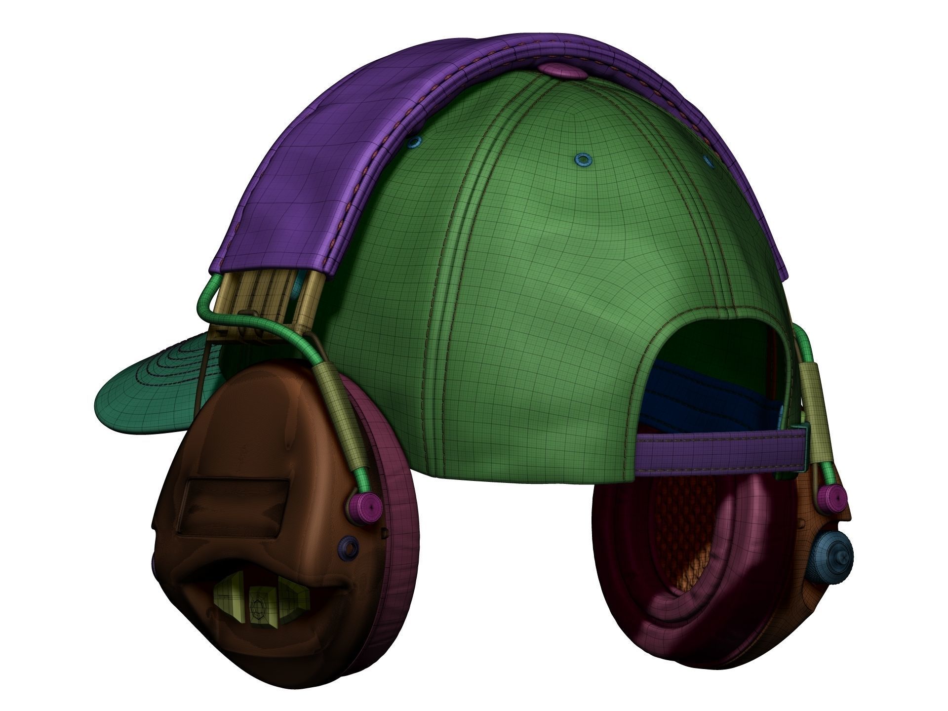 Baseball Cap and Active Headphone - High Poly 3D model_16