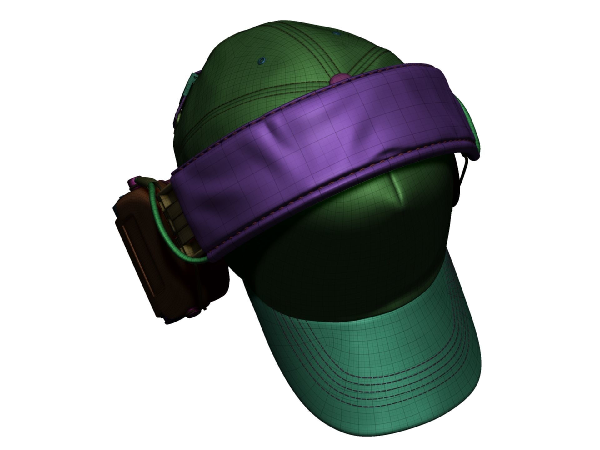 Baseball Cap and Active Headphone - High Poly 3D model_20