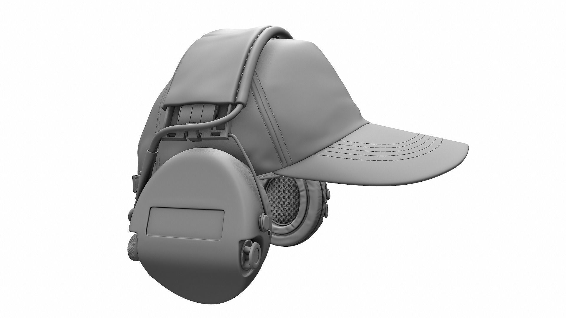 Baseball Cap and Active Headphone - High Poly 3D model_1