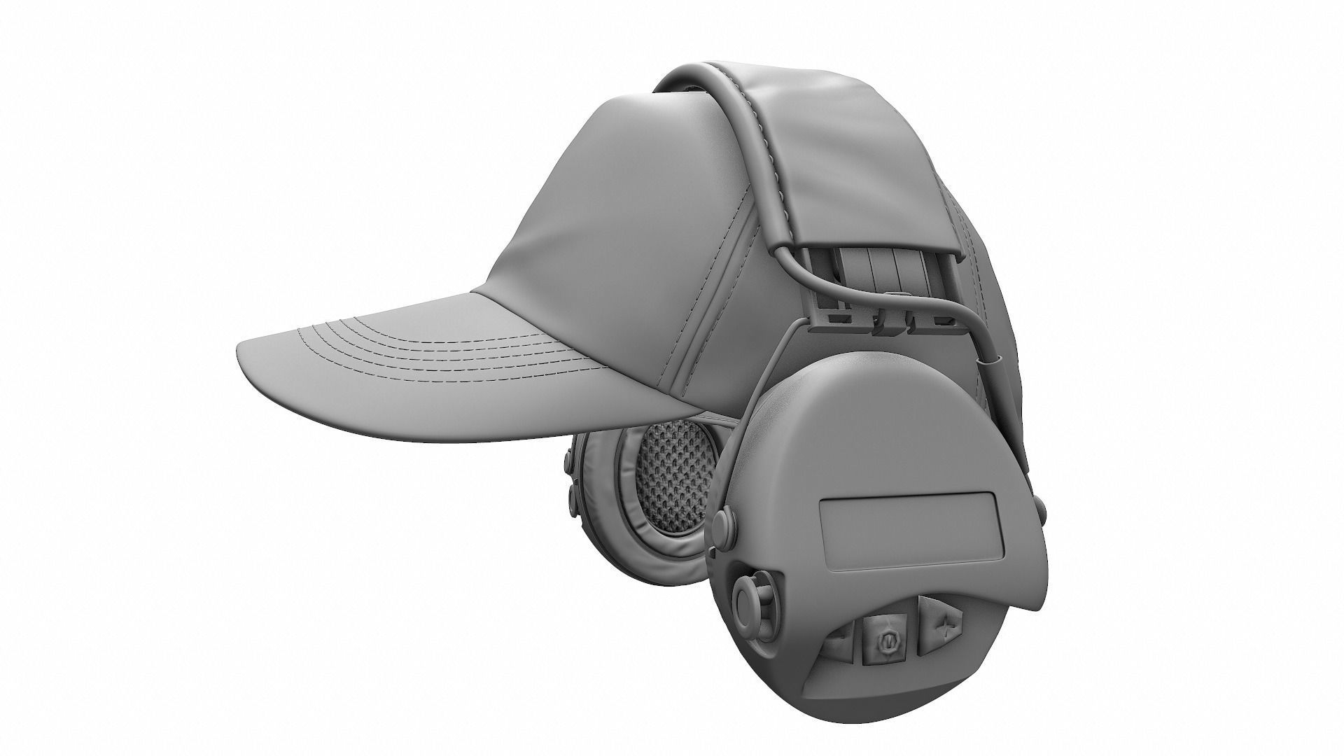Baseball Cap and Active Headphone - High Poly 3D model_7