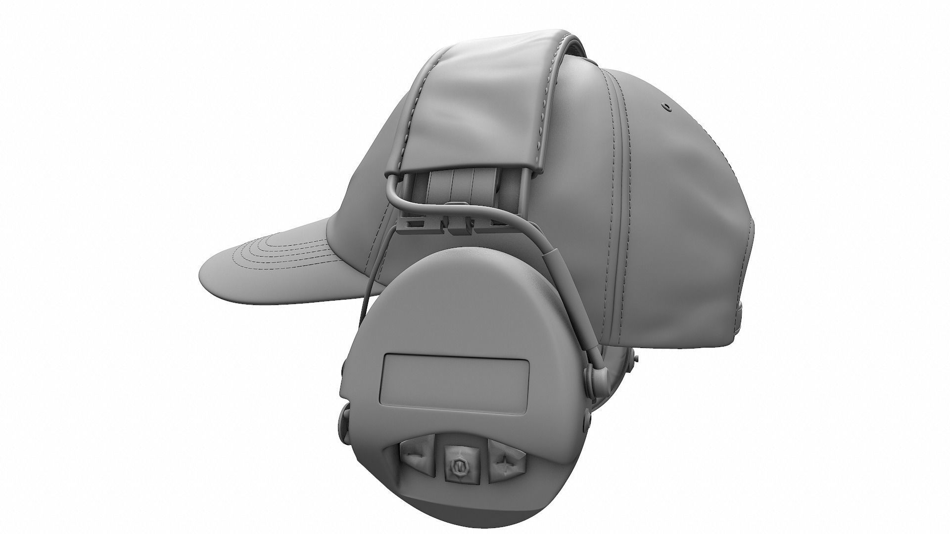 Baseball Cap and Active Headphone - High Poly 3D model_6