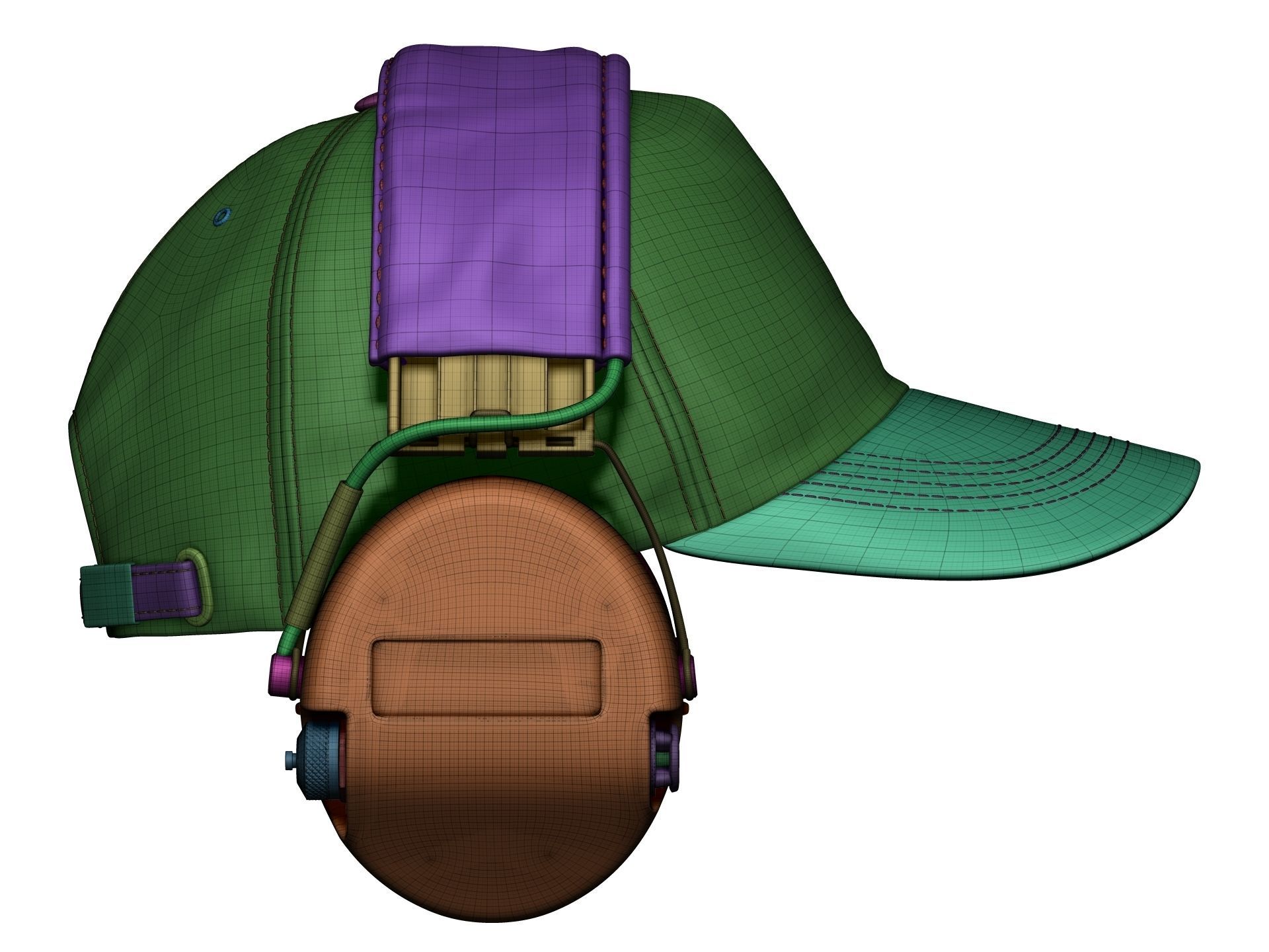 Baseball Cap and Active Headphone - High Poly 3D model_13