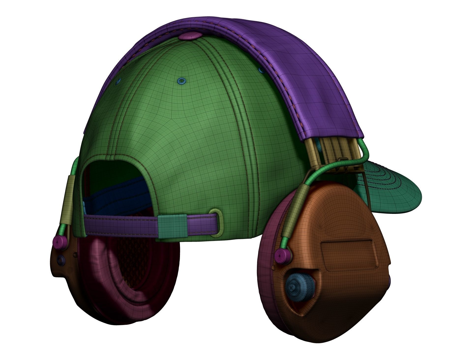 Baseball Cap and Active Headphone - High Poly 3D model_14