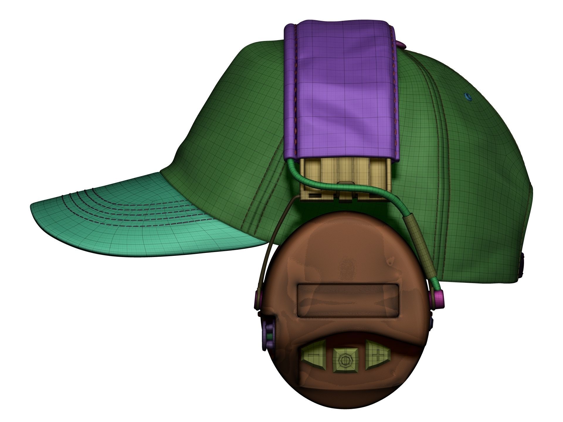 Baseball Cap and Active Headphone - High Poly 3D model_17