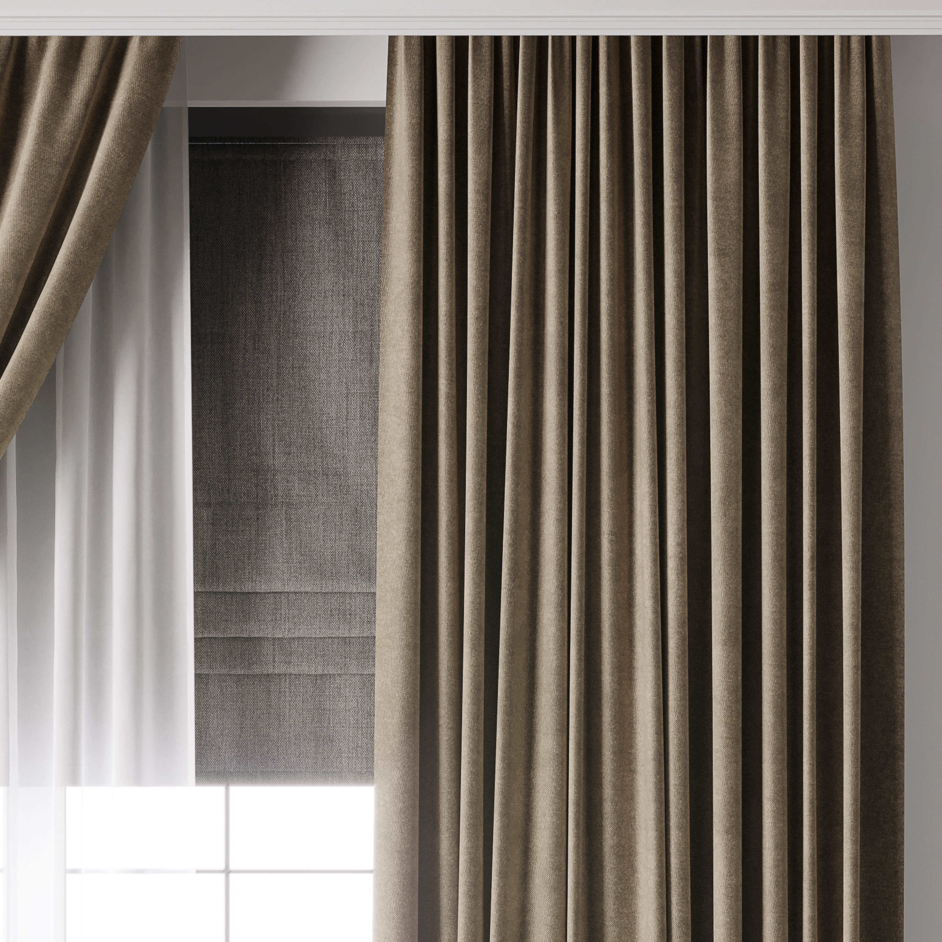 hadi curtain 63 classic curtain with roman blind Low-poly 3D model_3