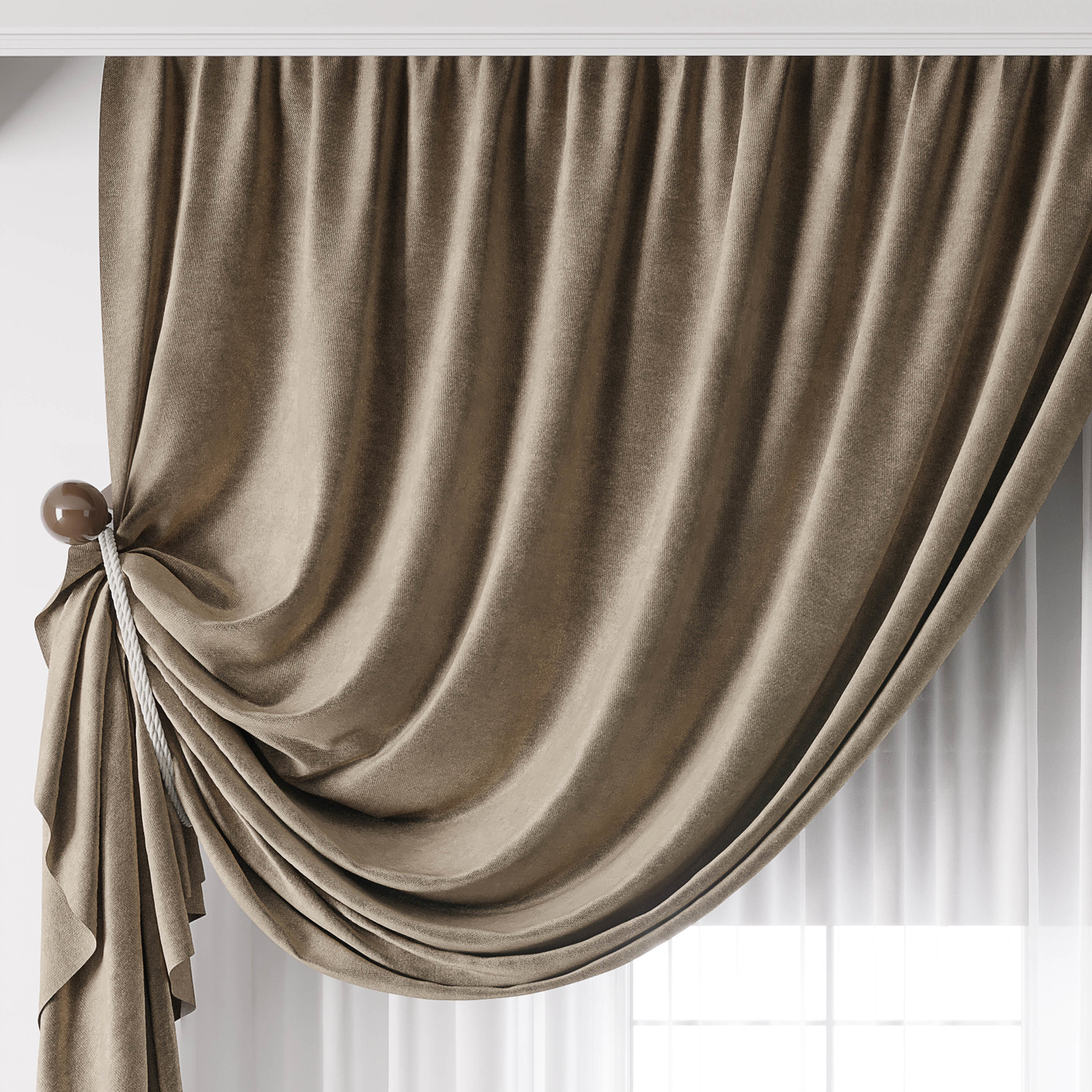 hadi curtain 63 classic curtain with roman blind Low-poly 3D model_1
