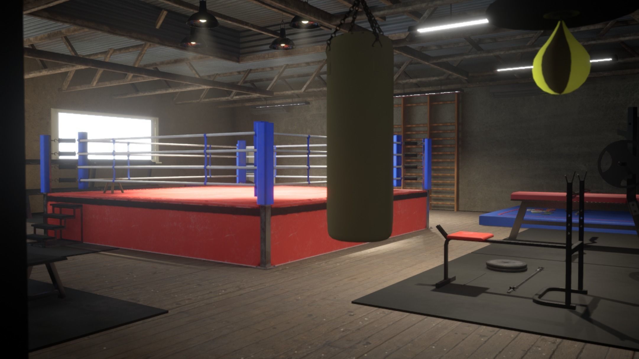 Unreal Fitness Room Low-poly 3D model_2
