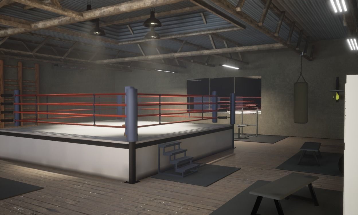 Unreal Fitness Room Low-poly 3D model_1