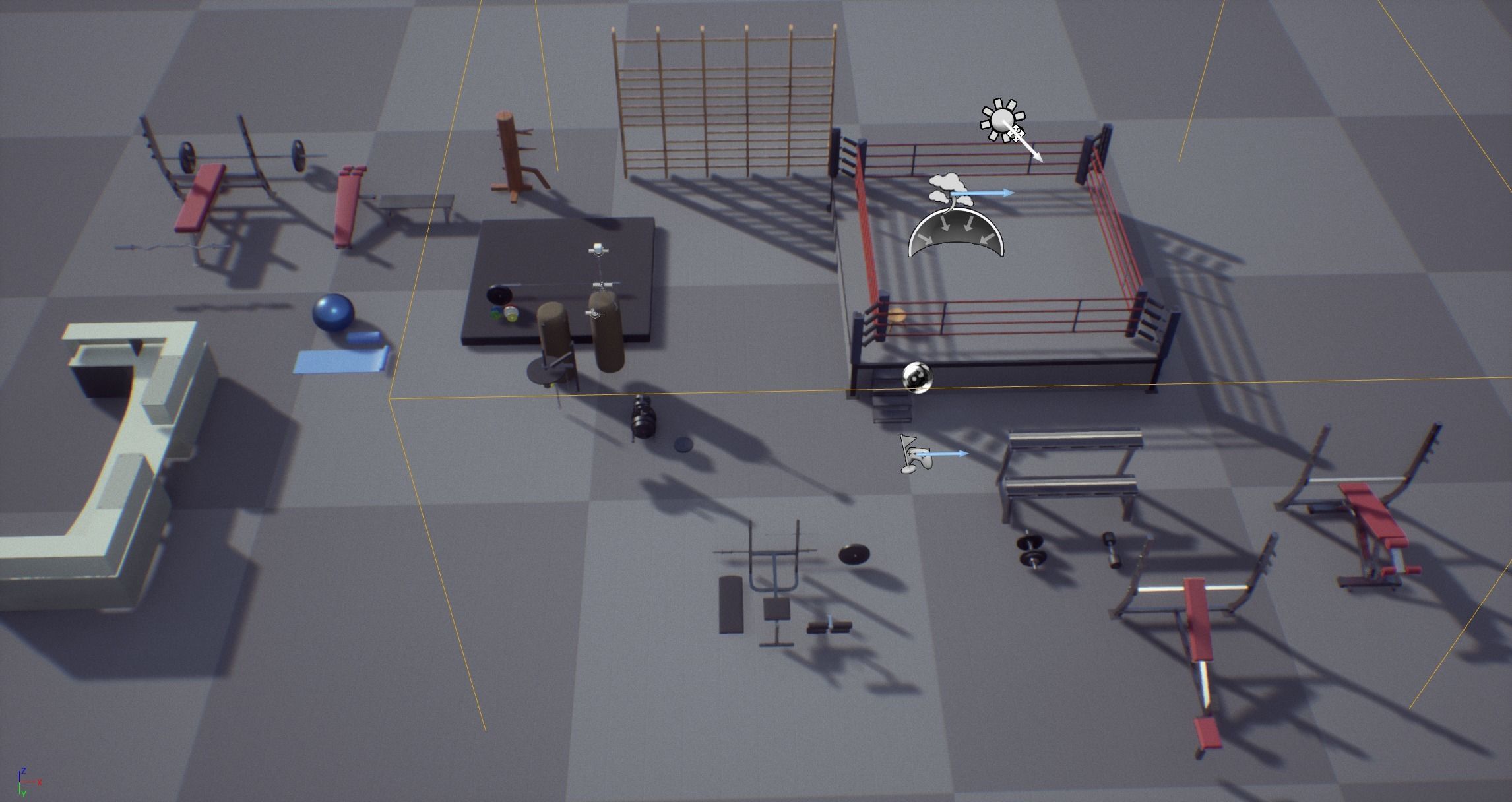 Unreal Fitness Room Low-poly 3D model_7