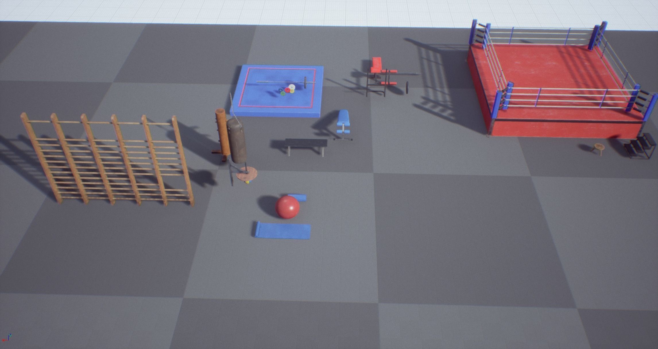 Unreal Fitness Room Low-poly 3D model_6