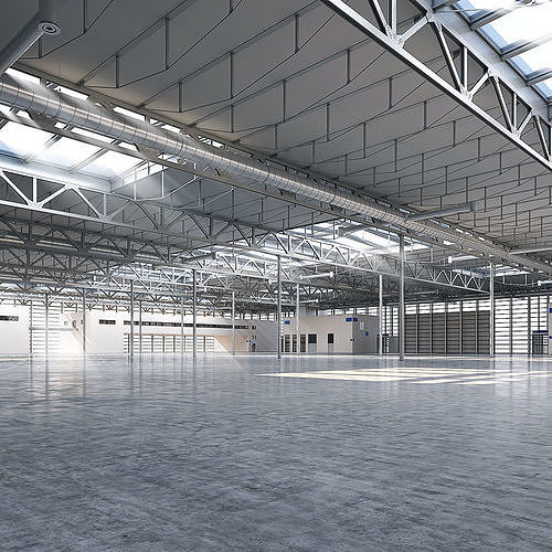 Warehouse 3 empty industrial 3D model