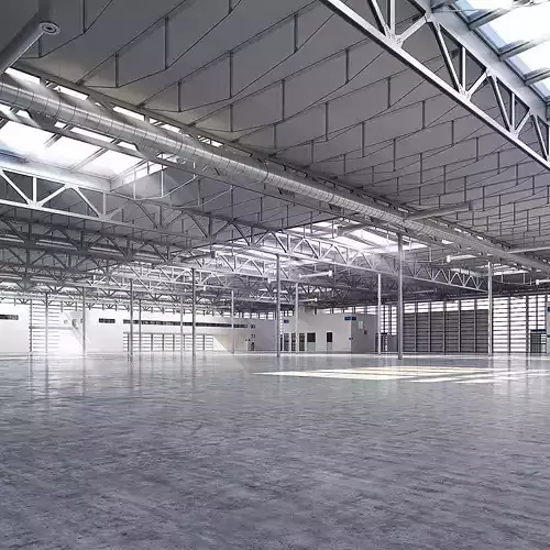 Warehouse 3 empty industrial