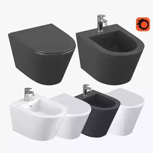 Toilet and bidet - white and black Azzurra