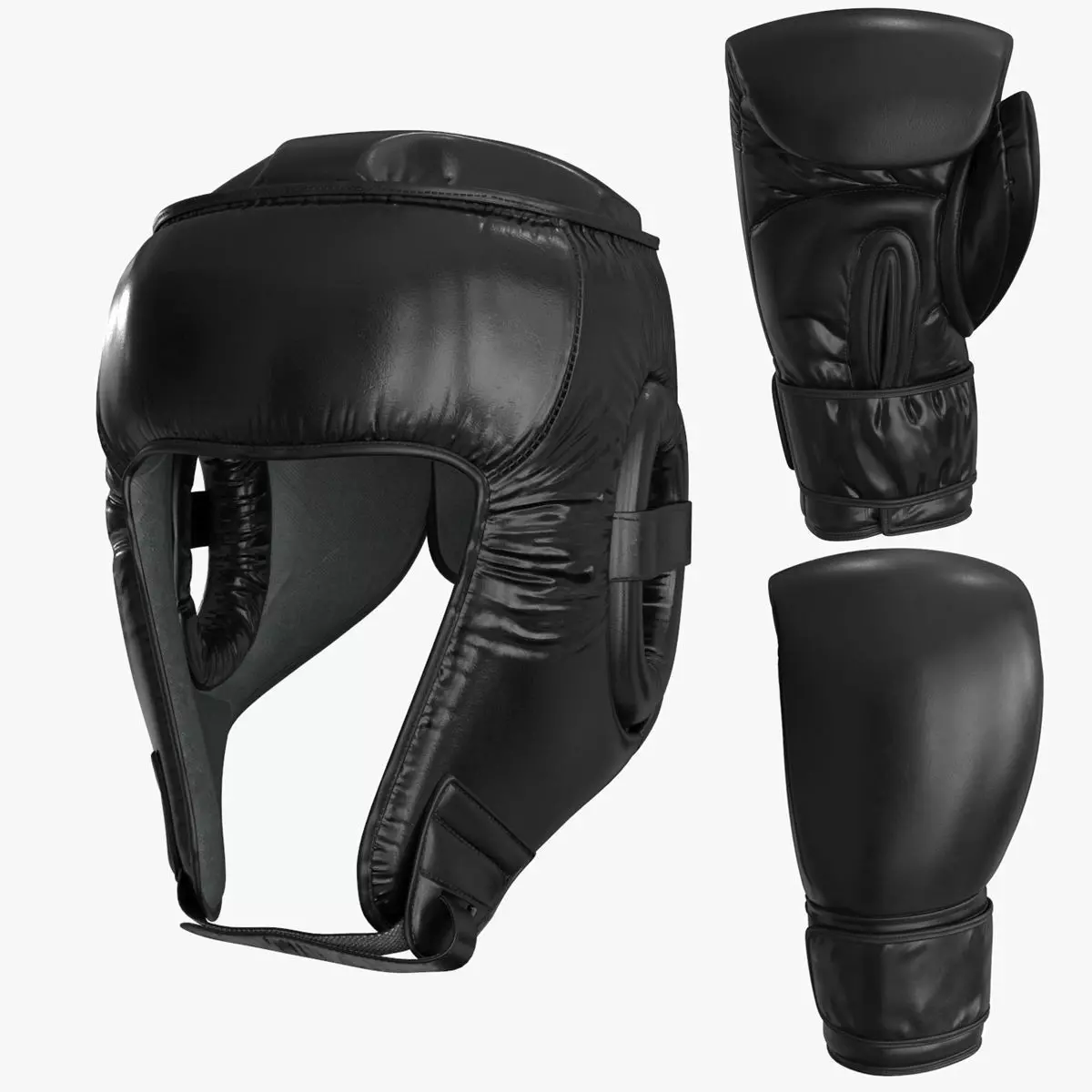 3D model Boxing Gloves Head Guard Collection Low-poly 3D model_0