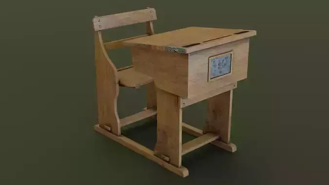 Old School Desk Low-poly 3D model