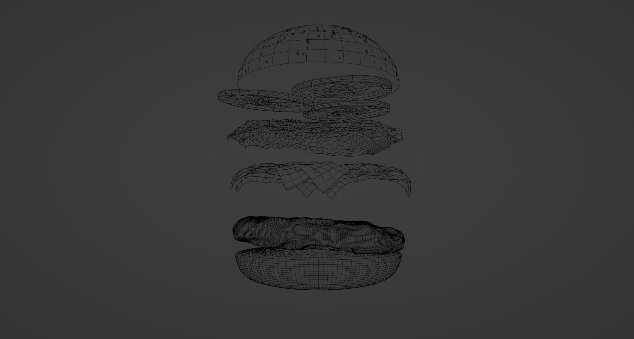 Big tasty burger with beef cutlet Hamburger Cheeseburger 3D model_9