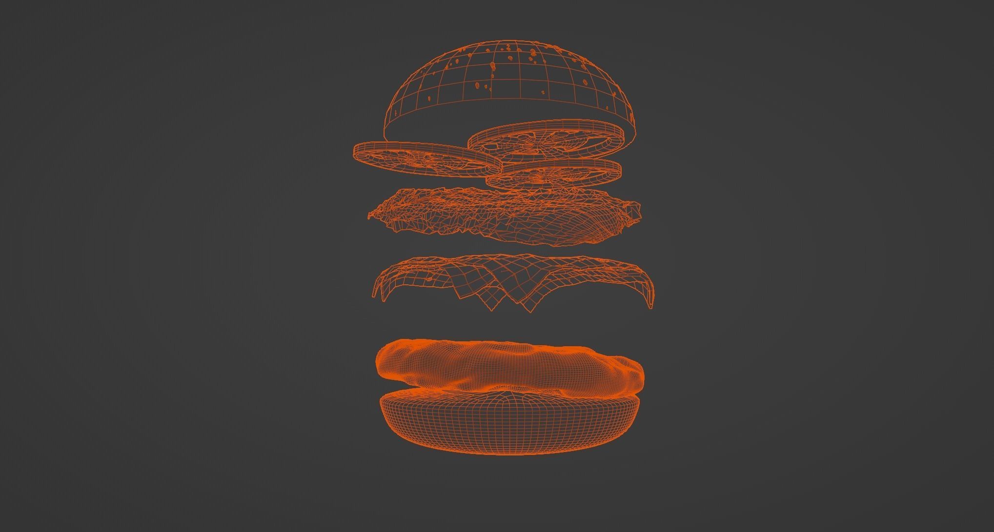 Big tasty burger with beef cutlet Hamburger Cheeseburger 3D model_10