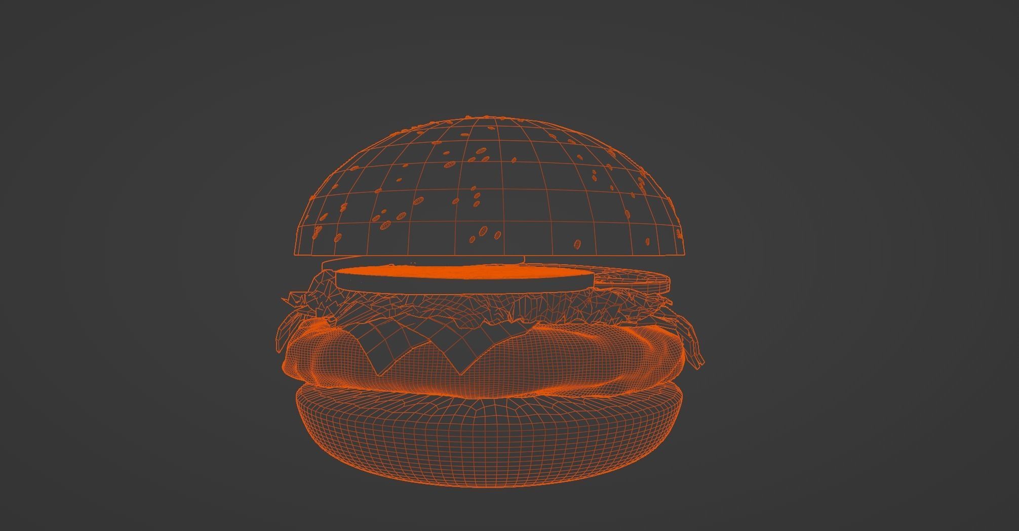 Big tasty burger with beef cutlet Hamburger Cheeseburger 3D model_8
