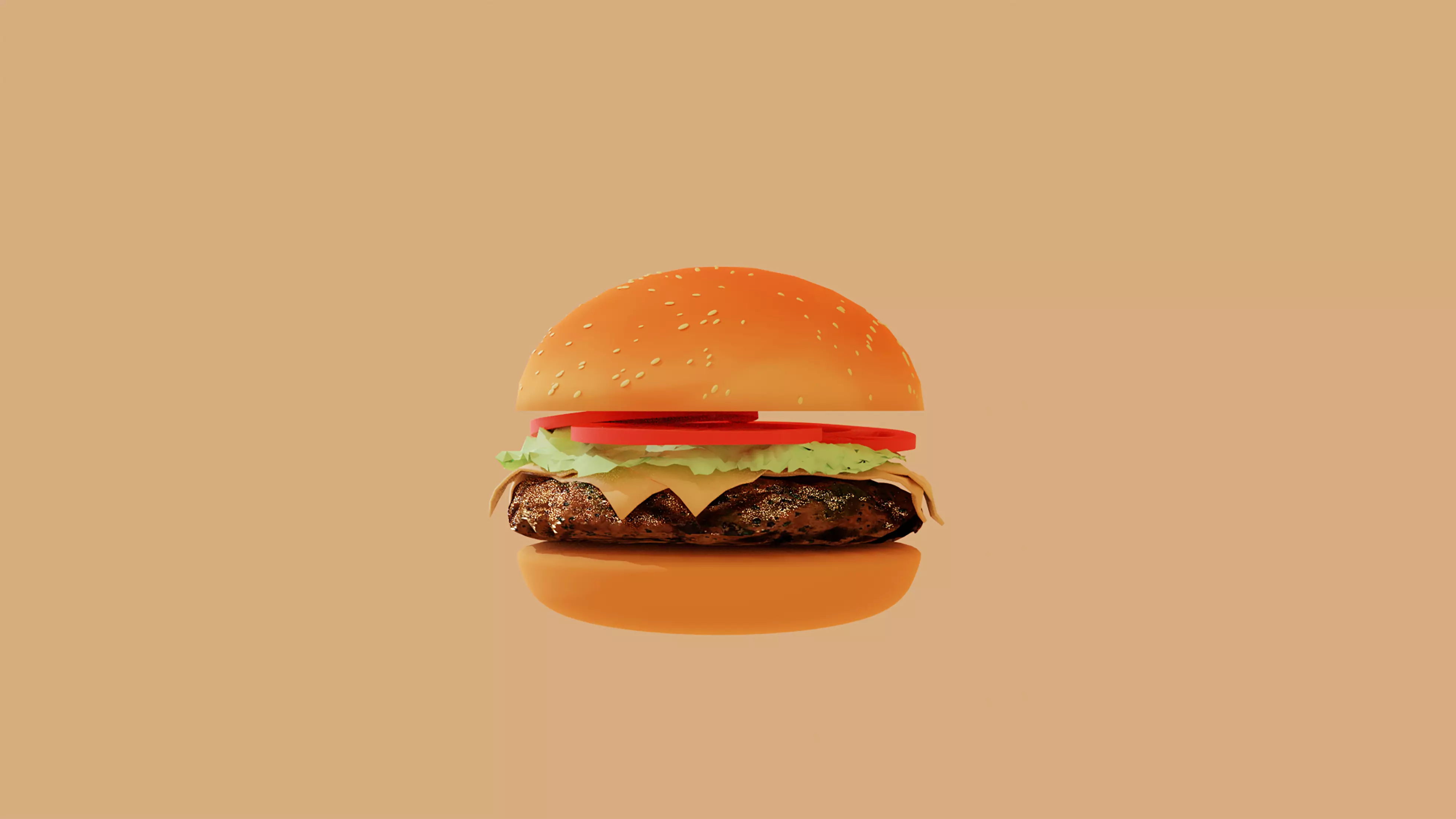 Big tasty burger with beef cutlet Hamburger Cheeseburger 3D model_0