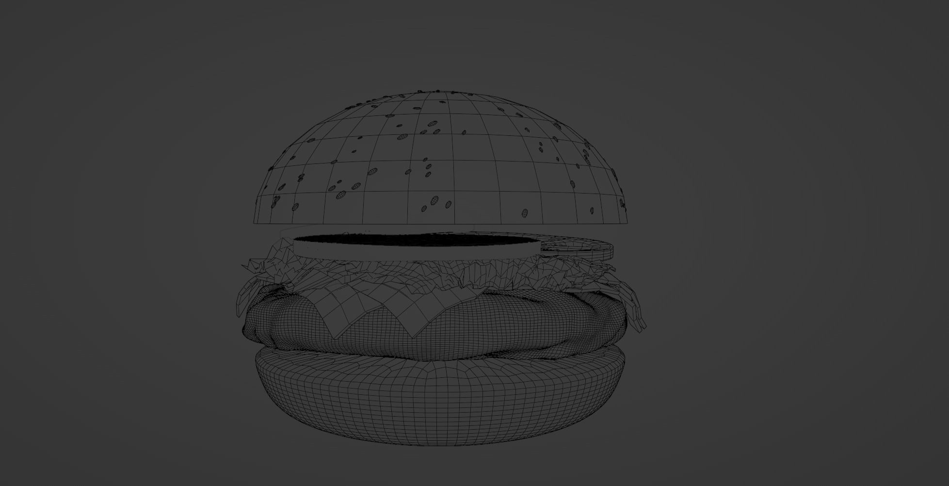 Big tasty burger with beef cutlet Hamburger Cheeseburger 3D model_7
