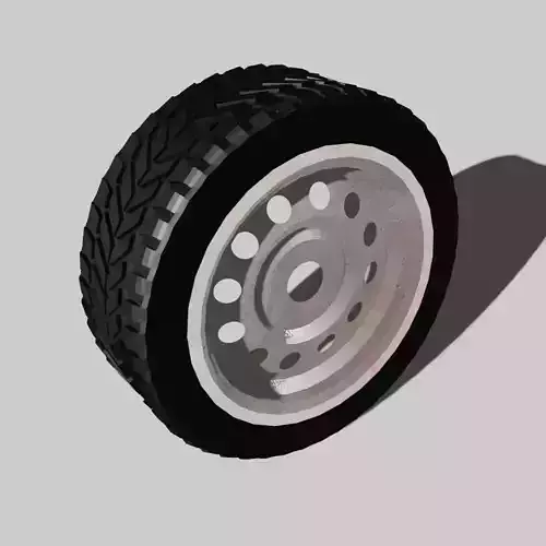Stamped wheel with tire low-poly 
