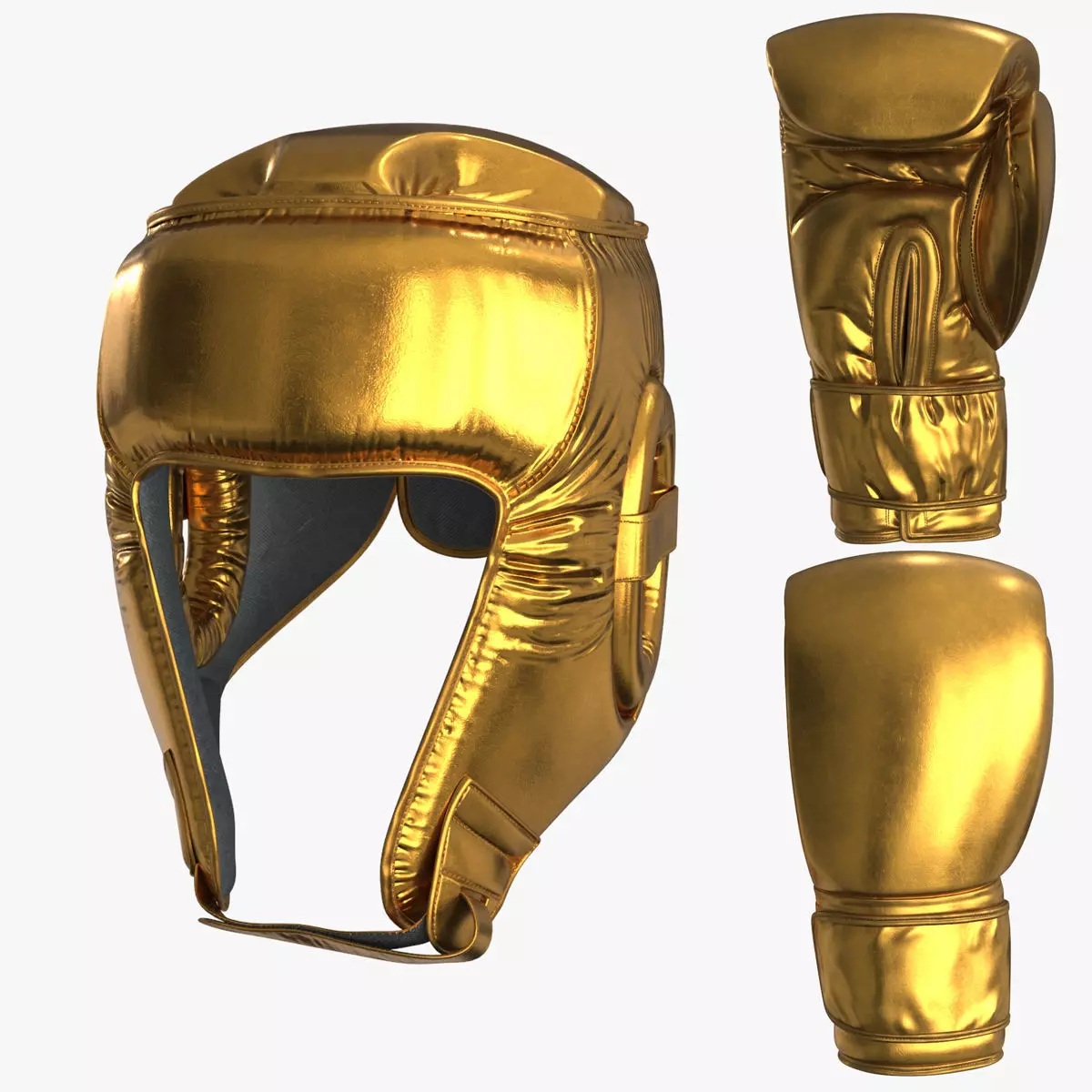 3D model Boxing Gloves Head Guard Collection Low-poly 3D model_0