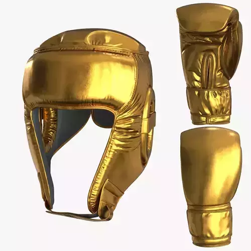 3D model Boxing Gloves Head Guard Collection Low-poly 3D model
