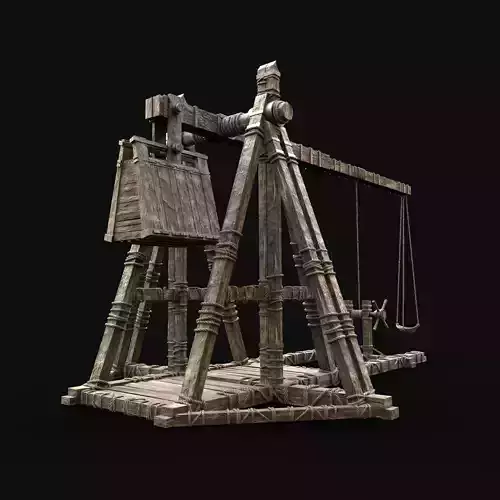TREBUCHET WAR MACHINE MEDIEVAL SIEGE ENGINE BATTLE CONSTRUCTION Low-poly 3D model