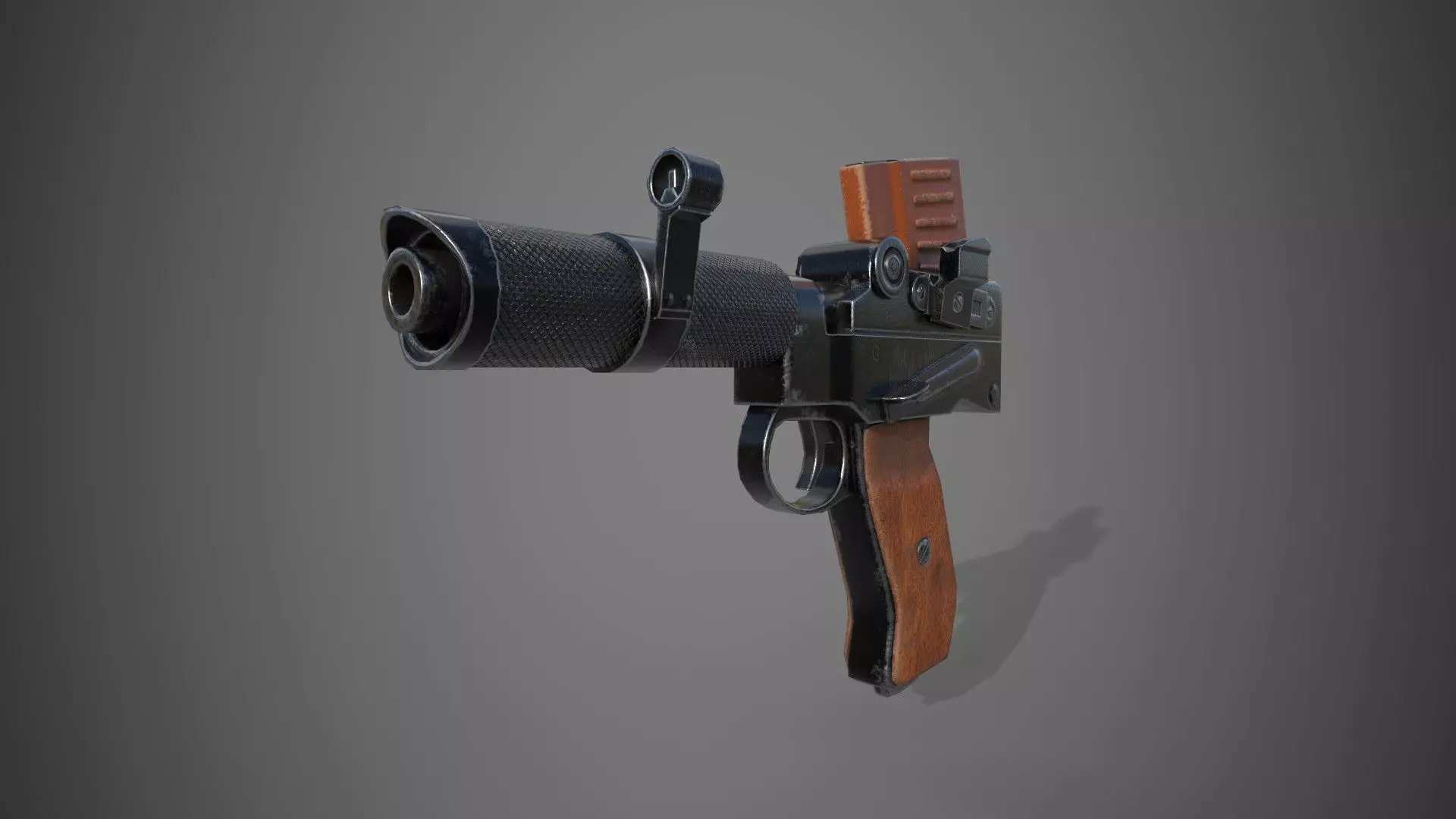 Pistol using a rifle ammo Low-poly 3D model_0