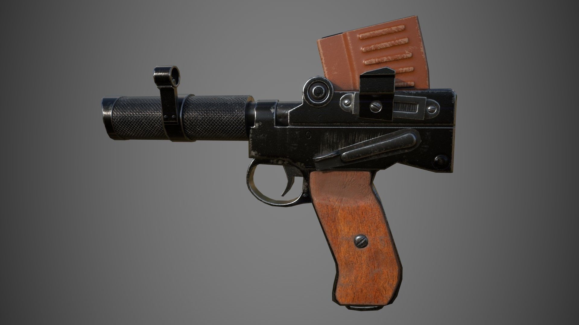 Pistol using a rifle ammo Low-poly 3D model_7