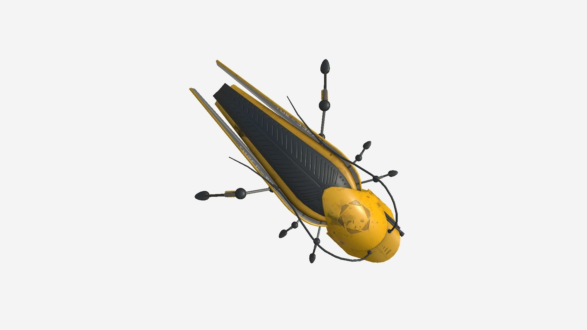 Insect Robot F06 Yellow - SciFi Character Design Low-poly 3D model_2