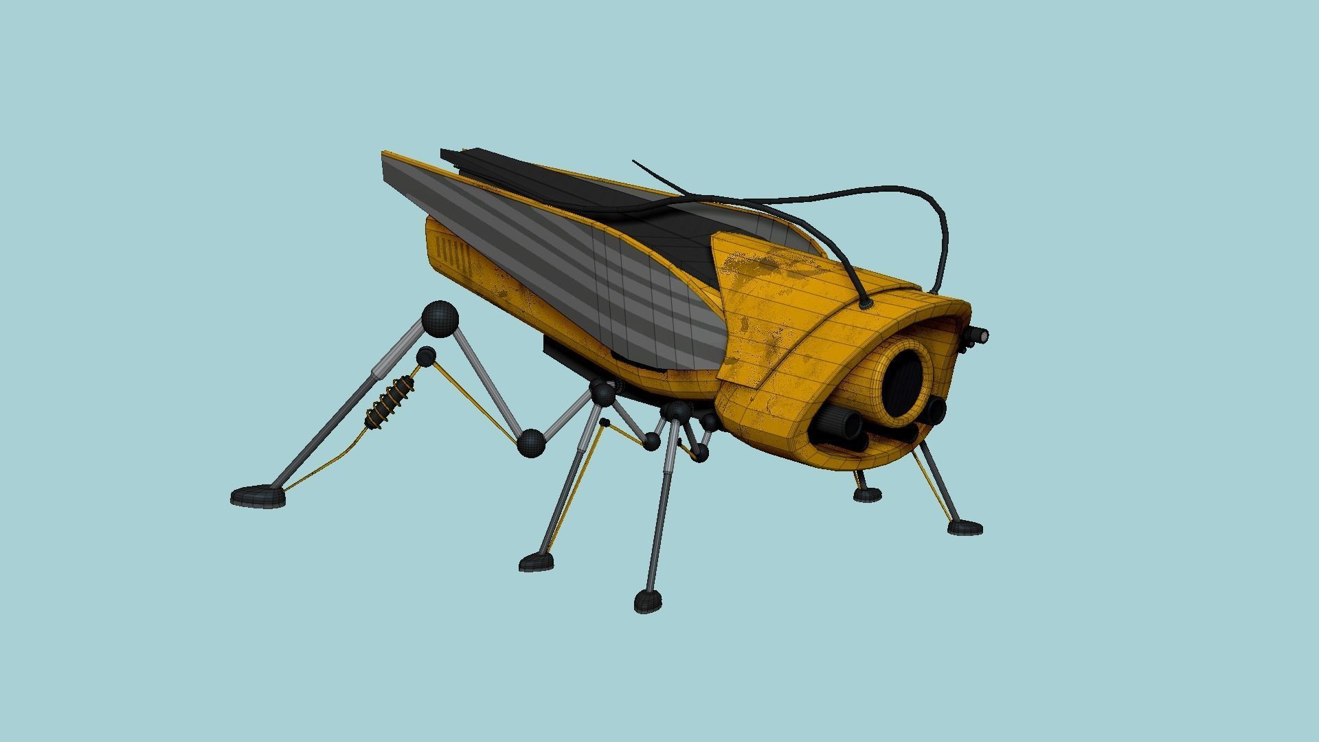 Insect Robot F06 Yellow - SciFi Character Design Low-poly 3D model_6