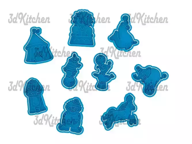 Circus cookie cutters -fondant STL files 3D print model