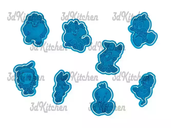 Babies Looney Tuns cookie cutters -fondant STL files 3D print model
