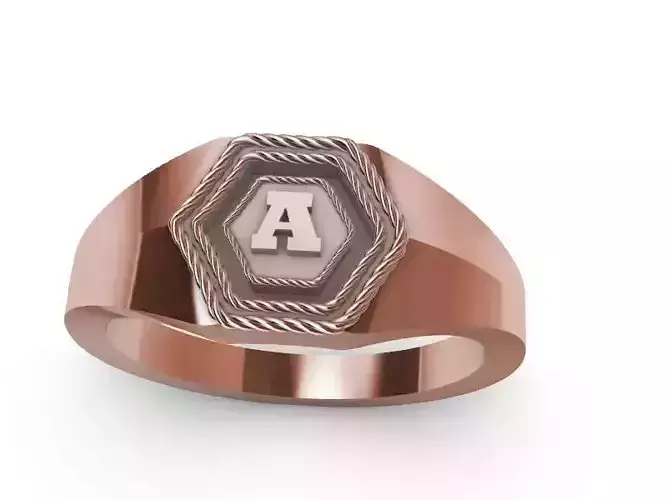 A to Z alpha hexagon signet rings stl verified 