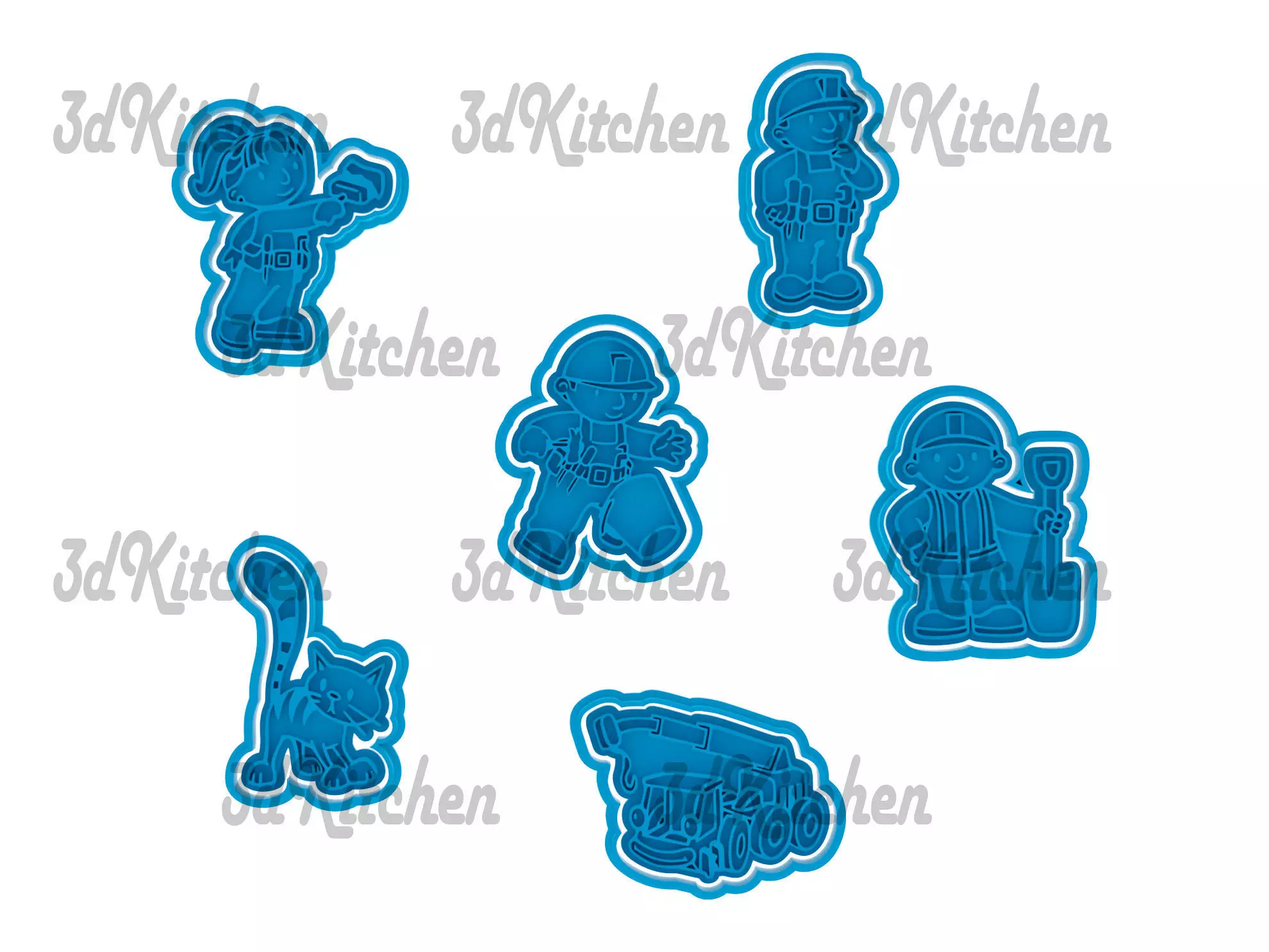 Bob the builder cookie cutters -fondant STL files 3D print model_0