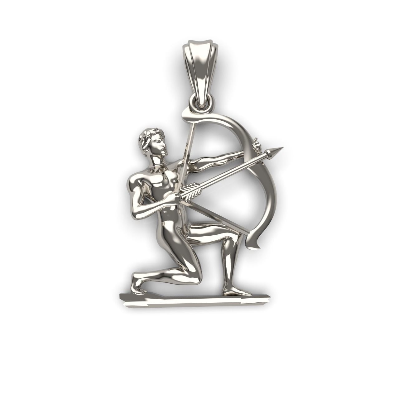 Sagittarius 2 silver pendant with figure of man holding bow a... 3D print model_2