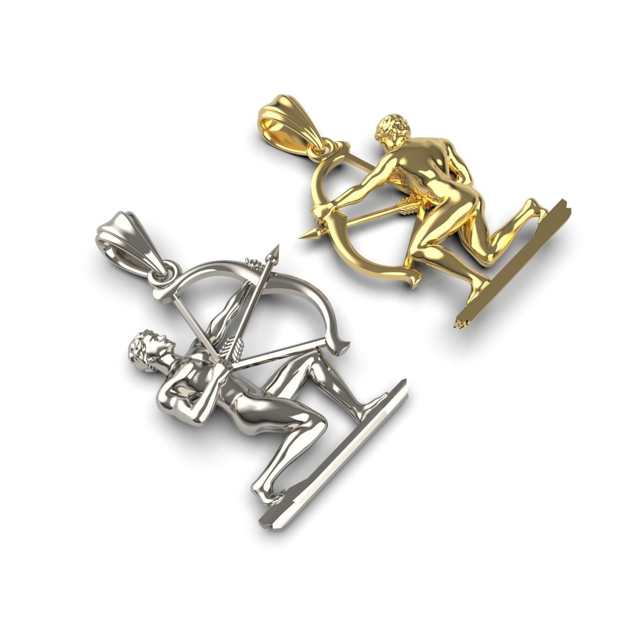 Sagittarius 2 silver pendant with figure of man holding bow a... 3D print model_9