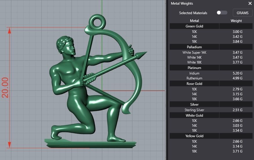 Sagittarius 2 silver pendant with figure of man holding bow a... 3D print model_13