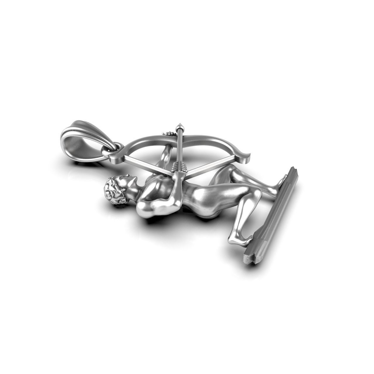 Sagittarius 2 silver pendant with figure of man holding bow a... 3D print model_6