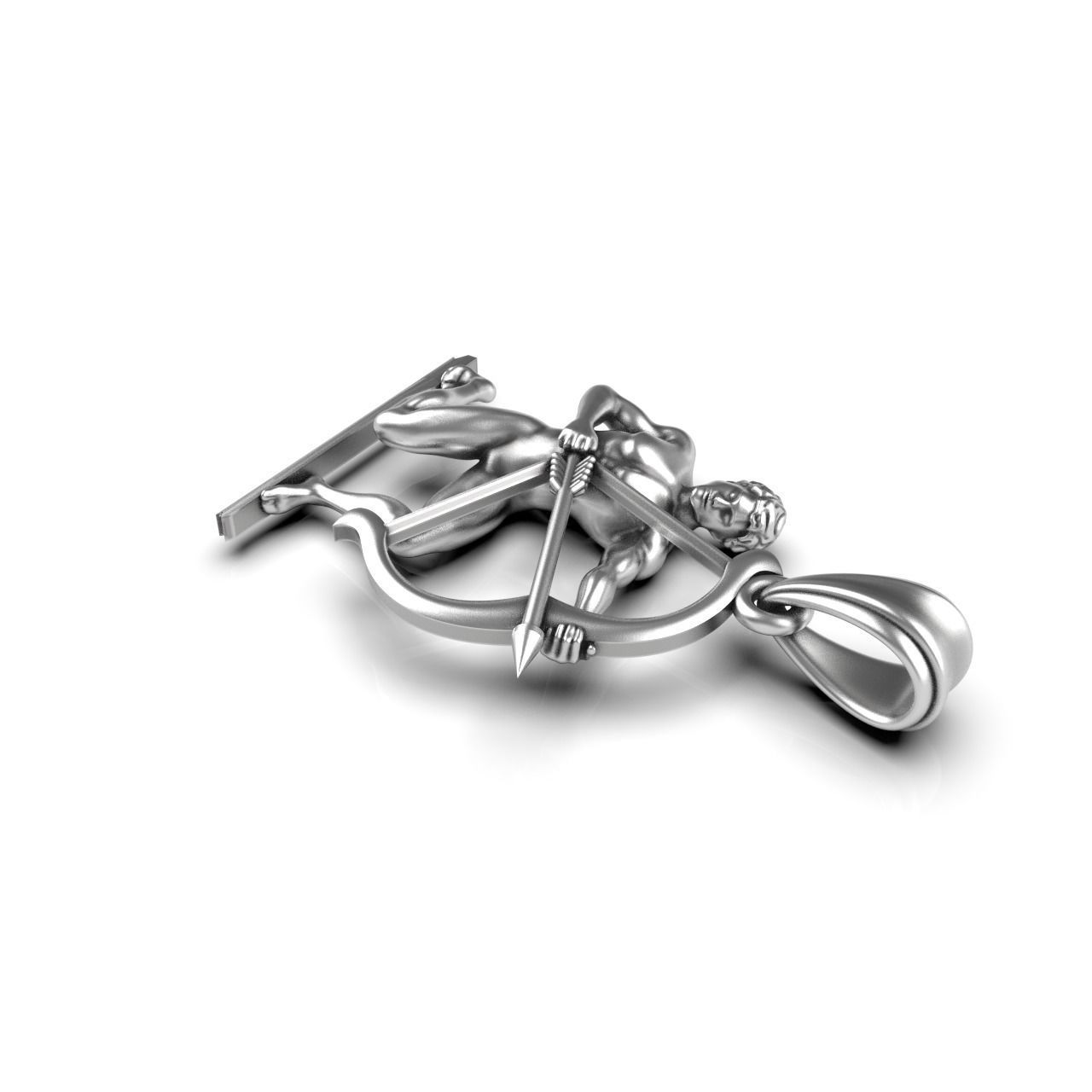 Sagittarius 2 silver pendant with figure of man holding bow a... 3D print model_7