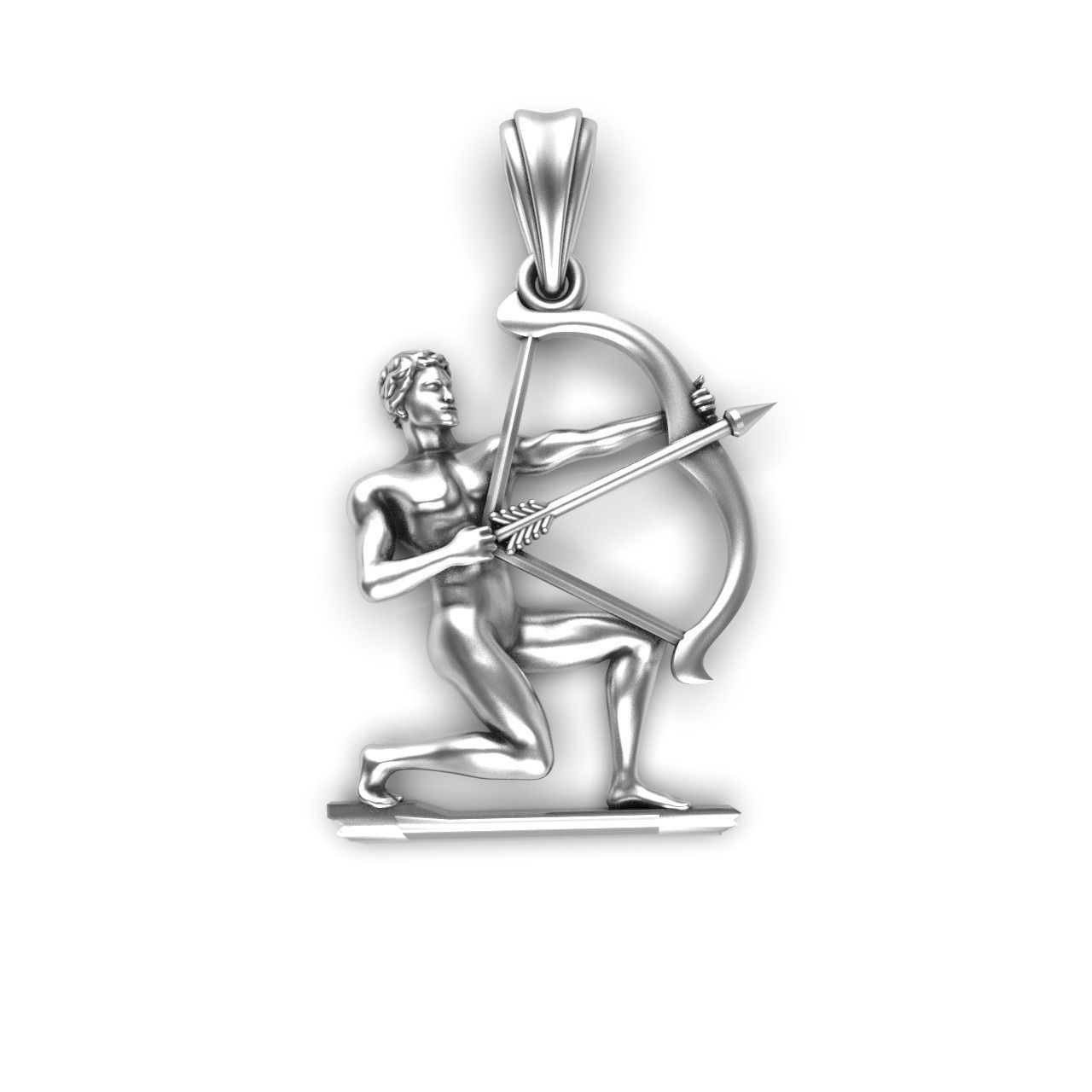 Sagittarius 2 silver pendant with figure of man holding bow a... 3D print model_3