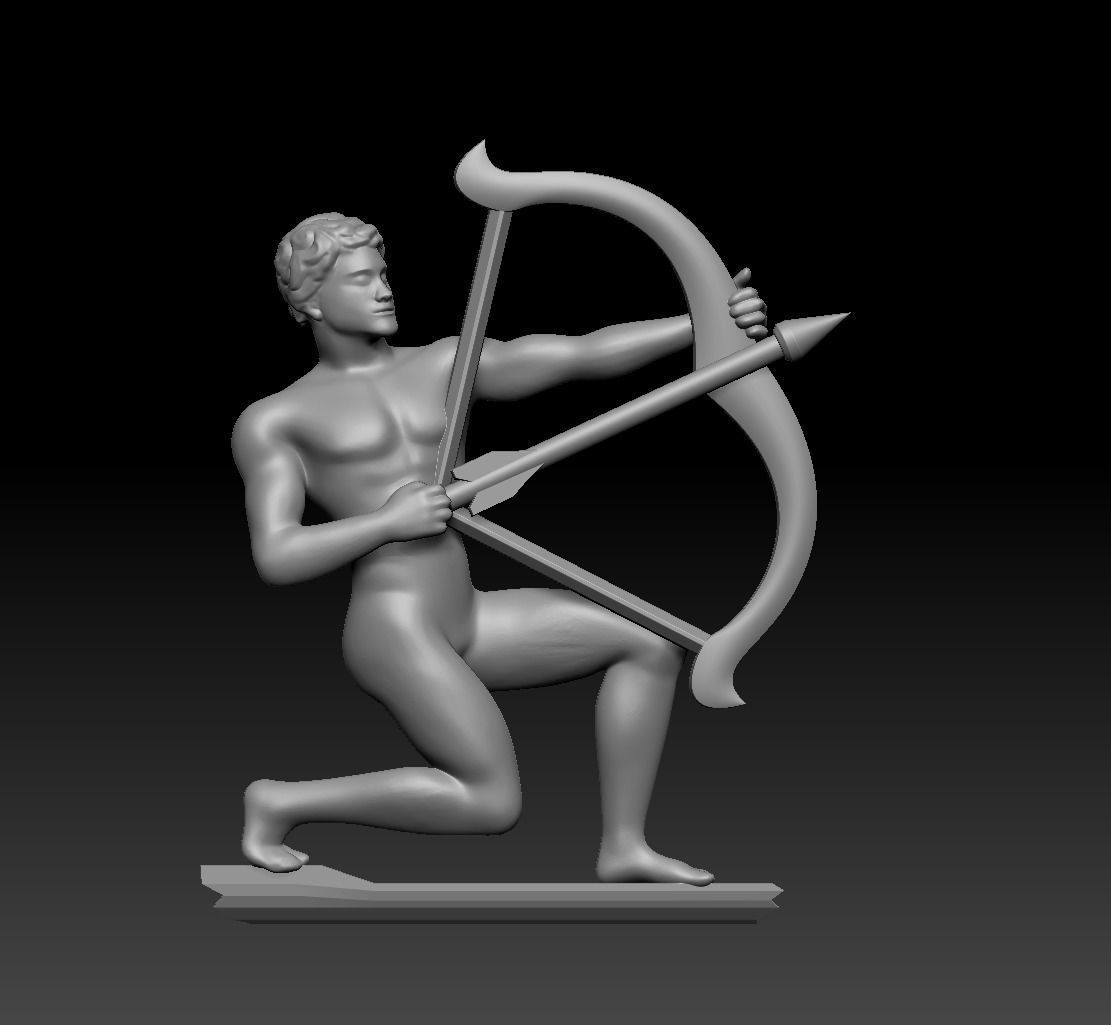 Sagittarius 2 silver pendant with figure of man holding bow a... 3D print model_12