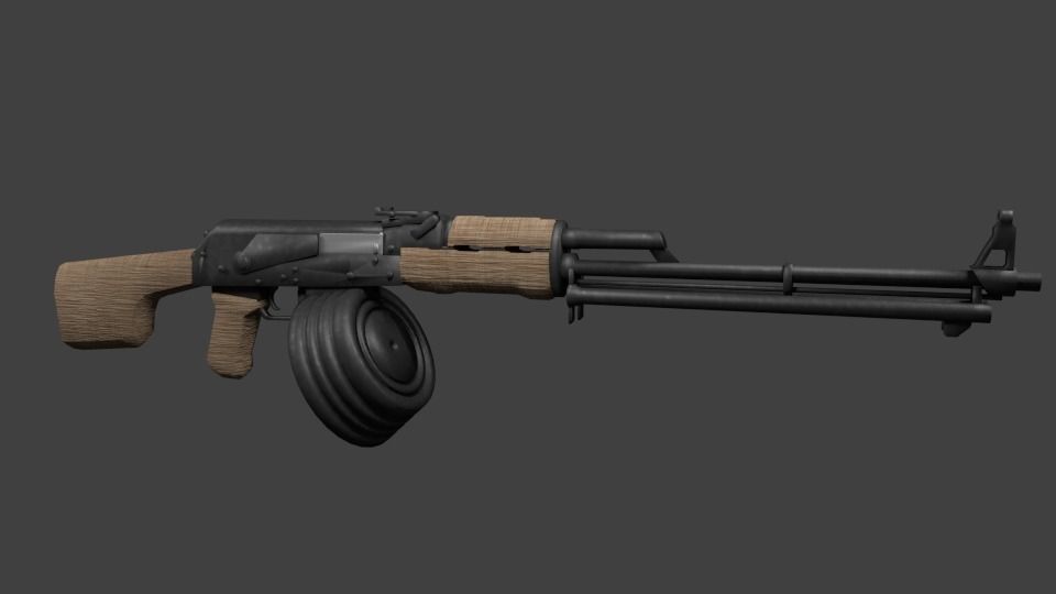 RPK-RPD ak - rifle Low-poly 3D model_2