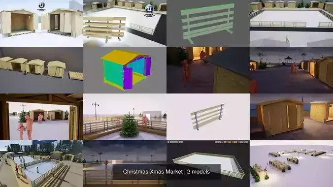 Christmas Xmas Market 3D Model Collection