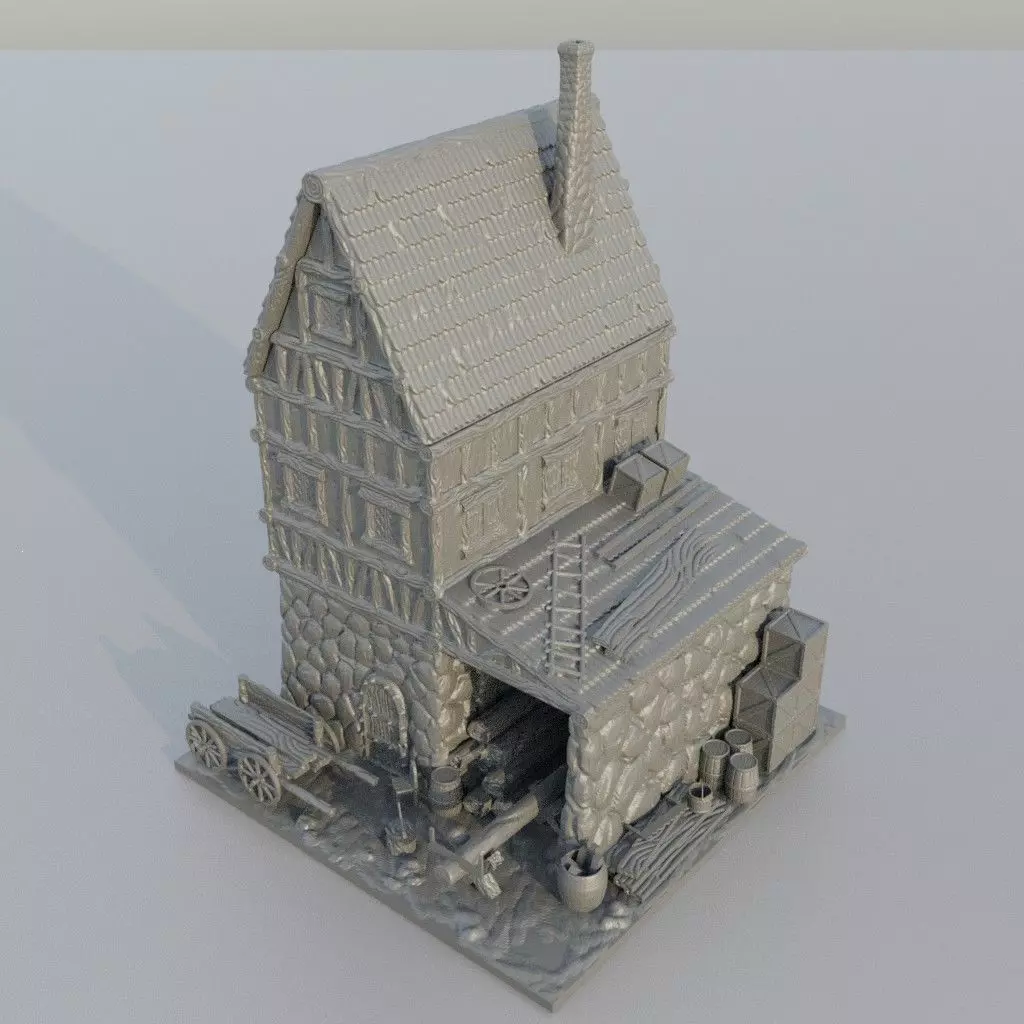 Medieval Carpenter House Tabletop Terrain 25 mm 3D print model