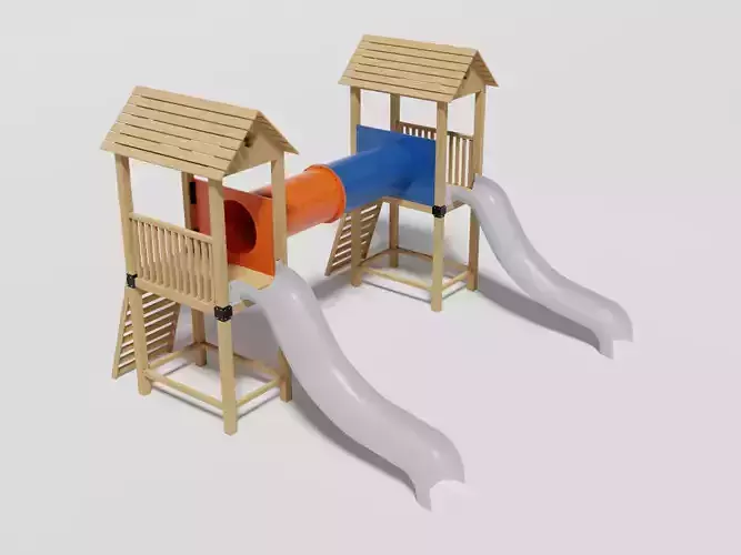 Playground Slide-Tube Low-poly 3D model