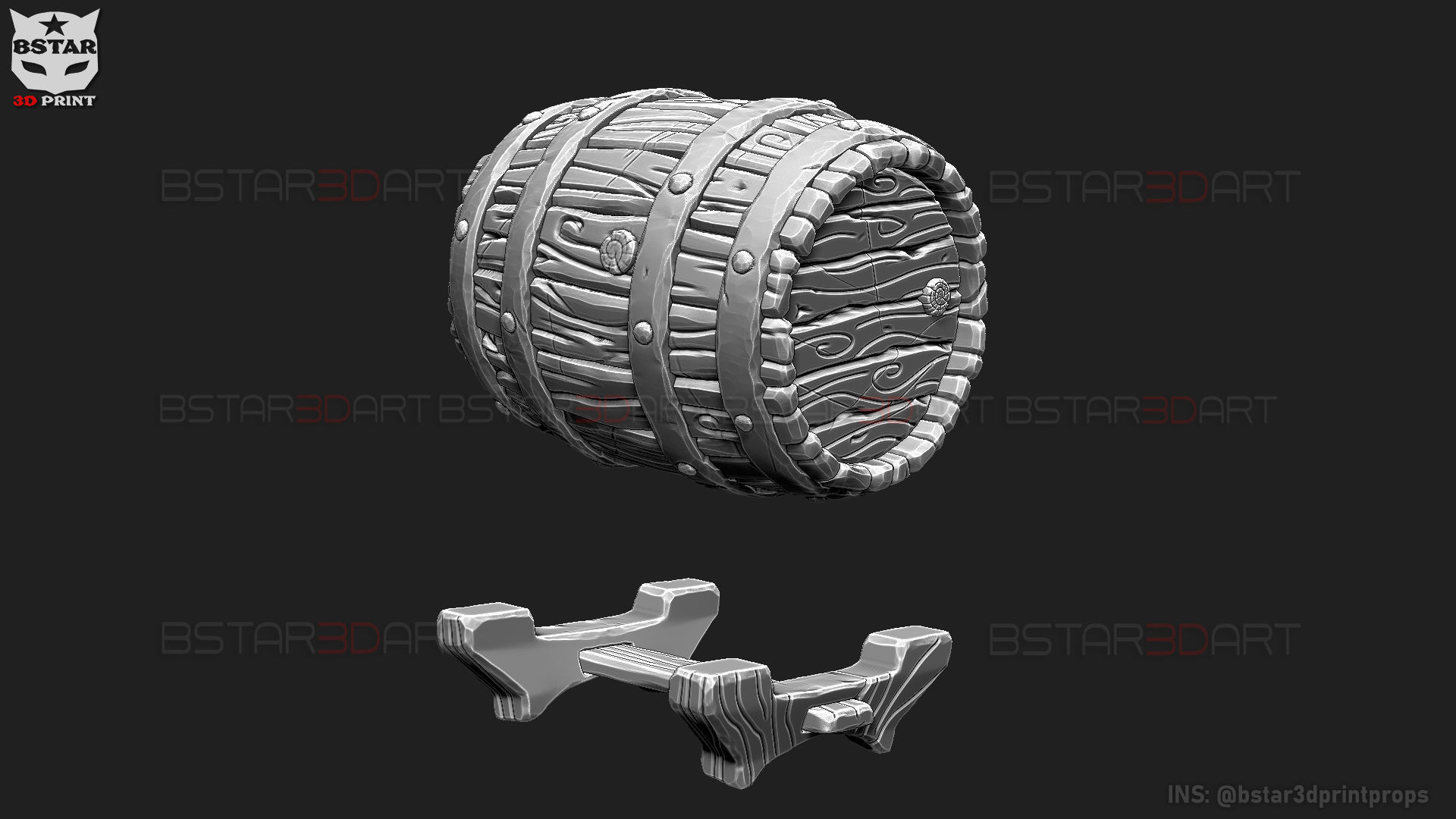 Barrel Vintage Stylized - Stand Base Miniature Figure -Mug -Vase 3D print model_11